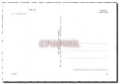 La Catedral de Metz — vista frontal — Editor Estel, n° 55257 — Reverso