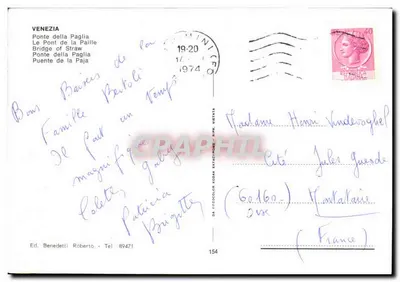 Veneza — Ponte della Paglia — Ed. Benedetti Roberto n°154 — Verso