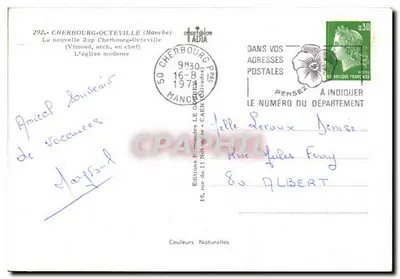 Nowoczesny kościół w Cherbourg-Octeville — Wyd. Normandzkie LE GABBEAS, nr 292 — Rewers