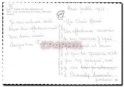 Paris — Arc de Triomphe illuminé — Éditeur André LECOMTE, n° 5052 — Reverso