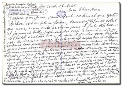 Monument à la Barre — Abbeville (Somme) — publisher Cing, series number not visible — Back