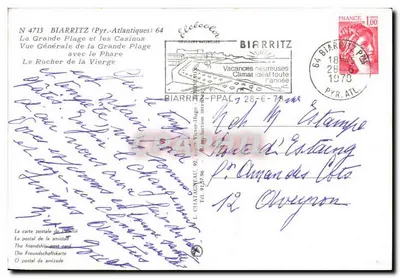 Biarritz — vista da Grande Praia e do farol — editor L. Chatagneau, n° 4713 — Verso