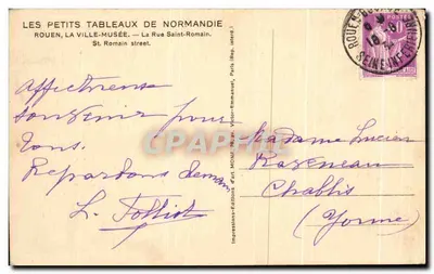 Rouen — Rua Saint-Romain — Edições Mona — Verso