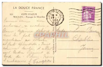 Paisagens do Mourillon — Toulon, Costa Azul — Les Éditions d'Art Yvon, Paris — Verso