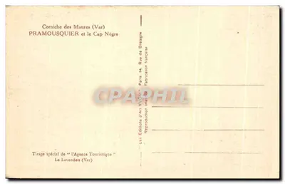 Corniche de los Maures (Var) — Pramousquier y Cabo Negro — Ediciones de Arte Yvon — Reverso