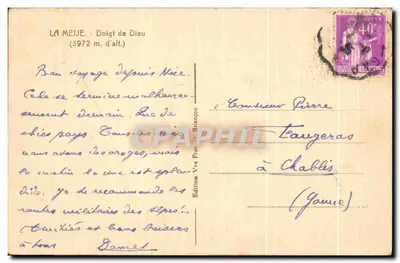 La Meije - Dolgt de Dieu (3972 m. d'alt.) — Wydawnictwo Vve Franchon, Briançon — Rewers
