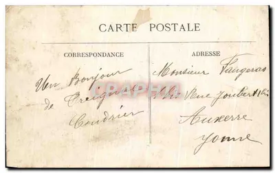 Bilhete postal antigo Treignac Vista geral — Verso