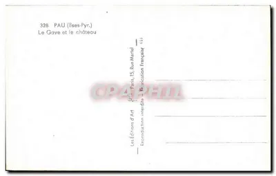 Pau (Basses-Pyrénées) — Il Gave e il castello — Les Éditions d'Art — Verso