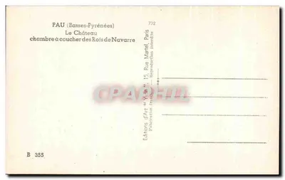 Quarto dos Reis de Navarra — Castelo de Pau — Éditions d'Art Martel — Verso