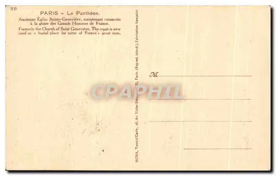 PARIS — Panthéon — Stara pocztówka — MONA n°36 — Rewers