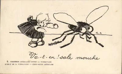 Criança e moscas — campanha contra a tuberculose — Comissão Americana contra a Tuberculose, Escritório da Tuberculose — Cruz Vermelha Americana