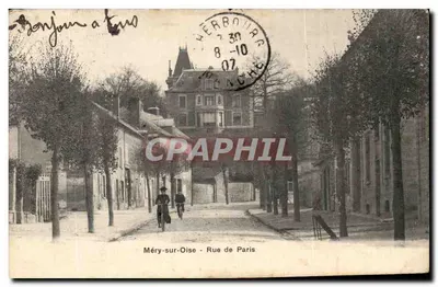 Bilhete postal antigo Mery Sur Oise Rue de Paris