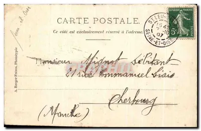 Bilhete postal antigo Mery Sur Oise Rue de Paris — Verso