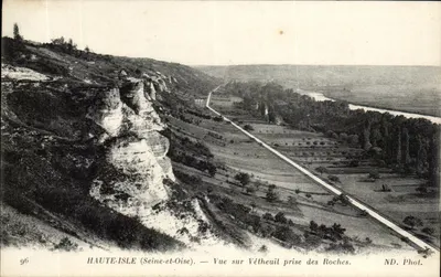Haute-Isle (Seine-et-Oise) — Vista sobre Vétheuil tirada das Rochas — ND. Fot.