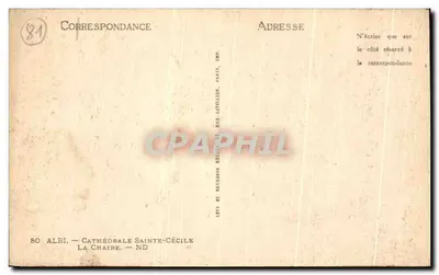 Albi — Cattedrale di Santa Cecilia — La Sedia — ND — Verso