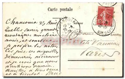 Chamonix - Aleja Gare — widok panoramiczny z górami i hotelami — wydawca nieznany, nr 6581 — Rewers