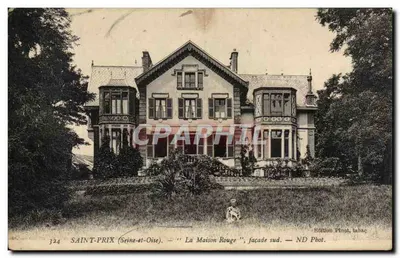 Bilhete postal antigo Saint Prix la Maison Rouge fachada sul