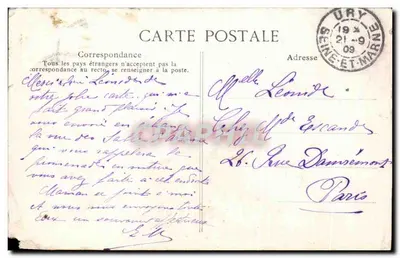 Cartolina d'epoca Arbonne Les Sables — Verso