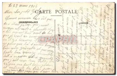 Soldados franceses en Beaurieux — Nuestros Poilus preparan una obra de defensa — Edición Jary-Thirion — Reverso