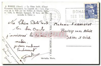 Bohain (Aisne) — Het Verbrande Boom, Historisch Monument — Studio Arthur — Achterkant