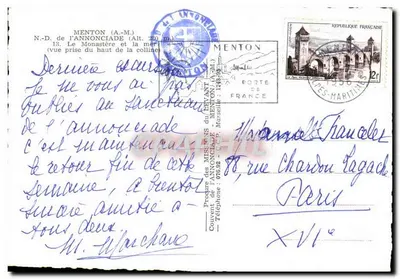 Klasztor Annonciade — widok z góry — MENTON (A.M.) — Rewers