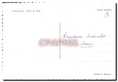 Marcinelle : Hotel de Cidade — editor Sindicato Iniciativa Marcinellois, número de série não visível — Verso