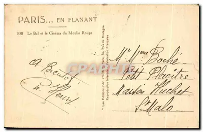 Le Bel et le Cinéma du Moulin Rouge — Éditeur : Les Éditions d'Art Yvon, Paris — Verso