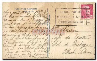 Antike Ansichtskarte Paris Und Seine Wunder Bahnhof De l'Est — Rückseite