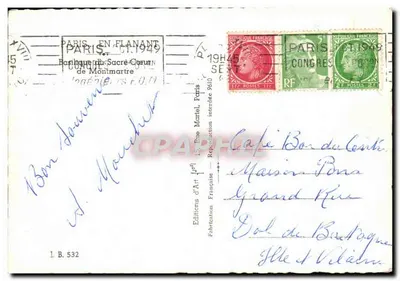 Sacro-Cora de Montmartre — Paris — Edições de Arte Francesa, n° I.B. 532 — Verso