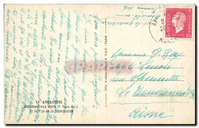 Avranches — Pomnik Upamiętnienia i Ulica Konstytucji — wydawca TAC — Rewers