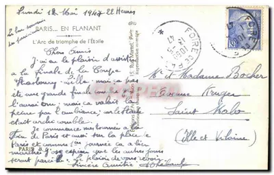 Paryż — Arc de Triomphe — Wydawnictwo A. Vion, nr 6910 — Rewers
