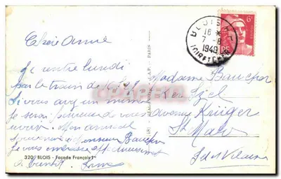 BLOIS - Facha da França 1º — editor L.A.P. n°320 — Verso