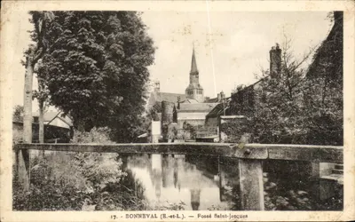 Bilhete postal antigo Bonneval Fosse Saint Jacques