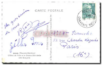 Pons (Charente-Maritime) — O Hotel de Ville e o Donjon do Século XI — Edições Van Marouleau — Verso