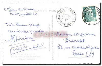 Saint-Jean-le-Vieux — Wewnętrzny widok kościoła — Wydawnictwo V. N. Ex-Rouleau — Rewers