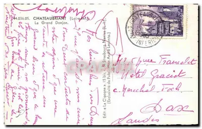 Kasteel van Donjon — Ruïnes en zuilen — Uitgave La Cigogne n°44.036.05 — Achterkant