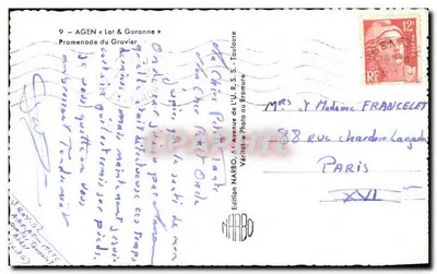 ग्रेवियर की पैदल यात्रा — एजेन (लॉट एंड गारोन) — एडिशन नार्बो — पीछे
