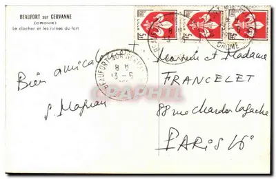Beaufort-sur-Cervanne — O campanário e as ruínas do forte — Editor não visível — Verso