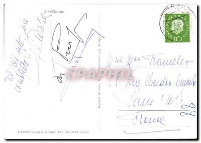 Bilhete postal semimoderno Ulm Donau — Verso