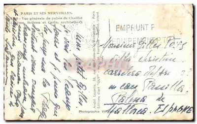 Palais de Chaillot — vue générale — Éditions d'art 'GUY' n°3.220 — Verso