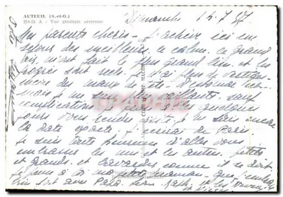 Auteuil (S.-et-O.) — Ogólny widok z lotu — Wydawnictwo A. Macom — nr 214-25 — Rewers