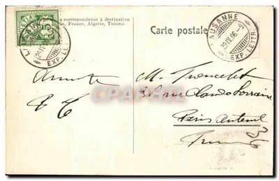 Lausanne — visão da cidade com o viaduto e a catedral — Edição H. Guggenheim & Co. Zürich, n° 12215 — Verso