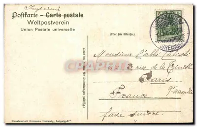 Stara pocztówka Freiburg Munster Inneres — Rewers