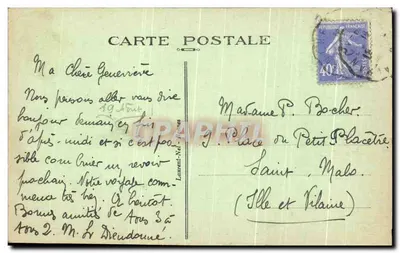 Granville — Plaża, kasyno i skała — wydawca Laurent-Né, n° 653 — Rewers