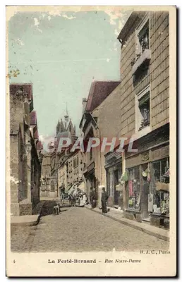 Bilhete postal antigo La Ferte Bernard Rue Notre Dame Paris Bazar