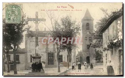 St-Juèry — La Place de l'Église — Éditeur : L. Boucher, Tarn