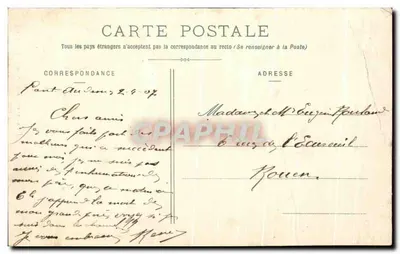 Bilhete postal antigo Ponte Audemer Vista de St Aignan e da Vale da Risle — Verso