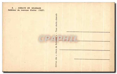 Abbazia di Solesmes — Interno del nuovo Cloître (1937) — Edizione dei «Amici di Solesmes» — Verso