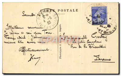 Angers — Vue générale. La Maine. La Grande Tour Nord du Château — P. C. — Verso