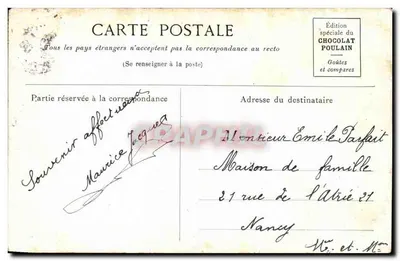 TOURAINE — Zamek Luynes — Wydanie specjalne CHOCOLAT POULAIN — Rewers